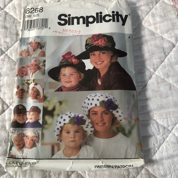 Vintage 1992 simplicity 8268 pattern - mother and daughter hats- summertime. - Picture 8 of 8